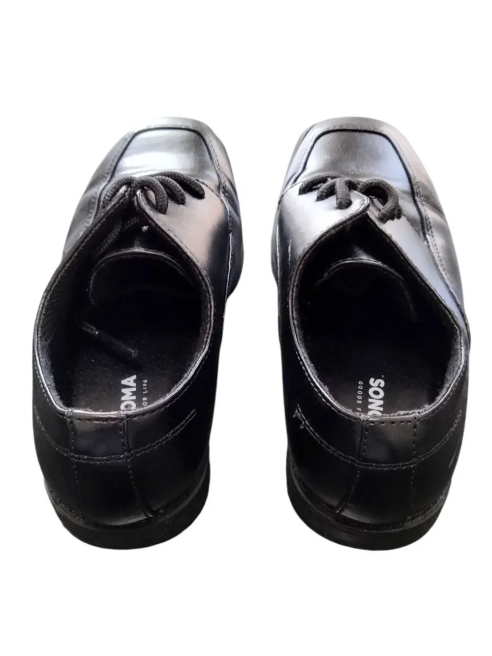 Sonoma Boys Size 2 Dress Shoes Black Square Toe Laces Formal Comfort Sole